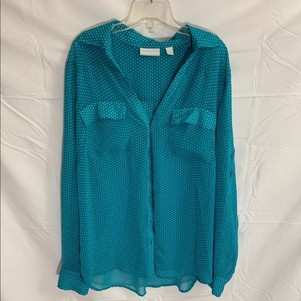 New York & Company Polka Dot sheer blouse